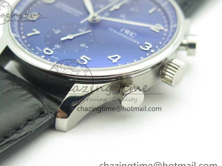 MIROTIME 0421 MoistureWicking Portuguese IW371491 ZF 1:1 Best Edition SS Blue Dial On Leather Strap A79350 (Slim Movement) V 7221